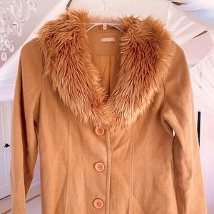 Contemporary Faux Fur Collar Coat